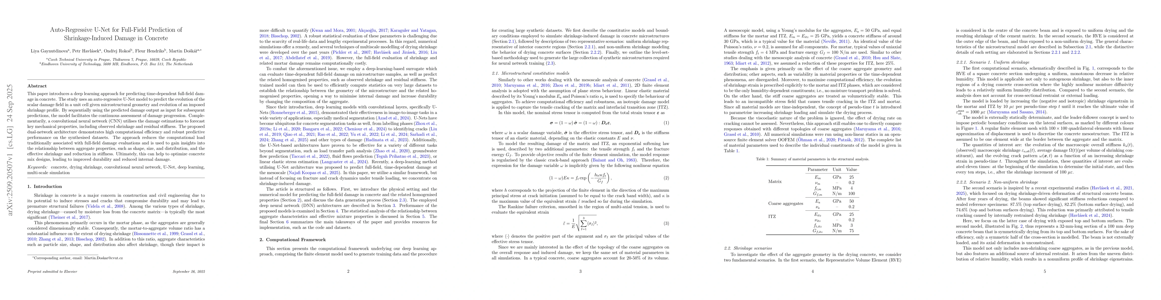 Thumbnail for Auto-Regressive U-Net for Full-Field Prediction of Shrinkage-Induced
  Damage in Concrete
