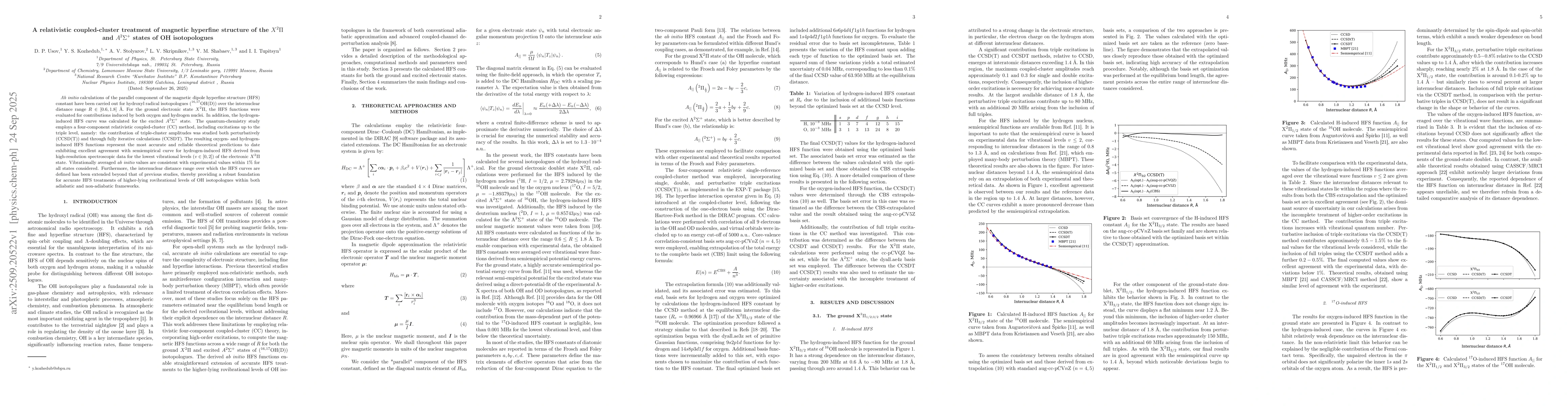 Thumbnail for A relativistic coupled-cluster treatment of magnetic hyperfine structure
  of the $X^2Π$ and $A^2Σ^+$ states of OH isotopologues