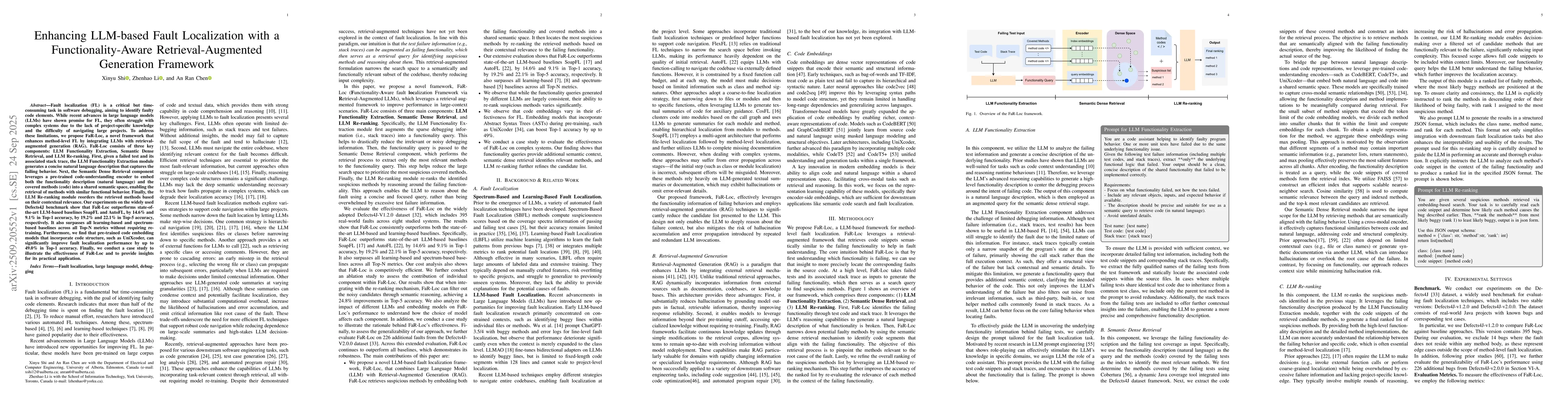 Thumbnail for Enhancing LLM-based Fault Localization with a Functionality-Aware
  Retrieval-Augmented Generation Framework