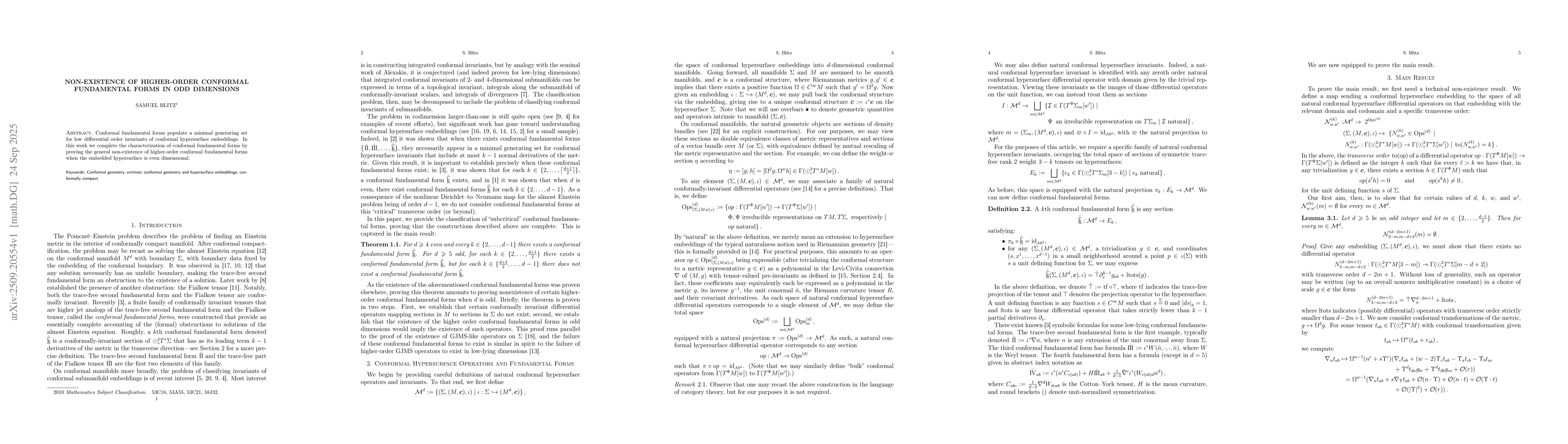 Thumbnail for Non-existence of higher-order conformal fundamental forms in odd
  dimensions
