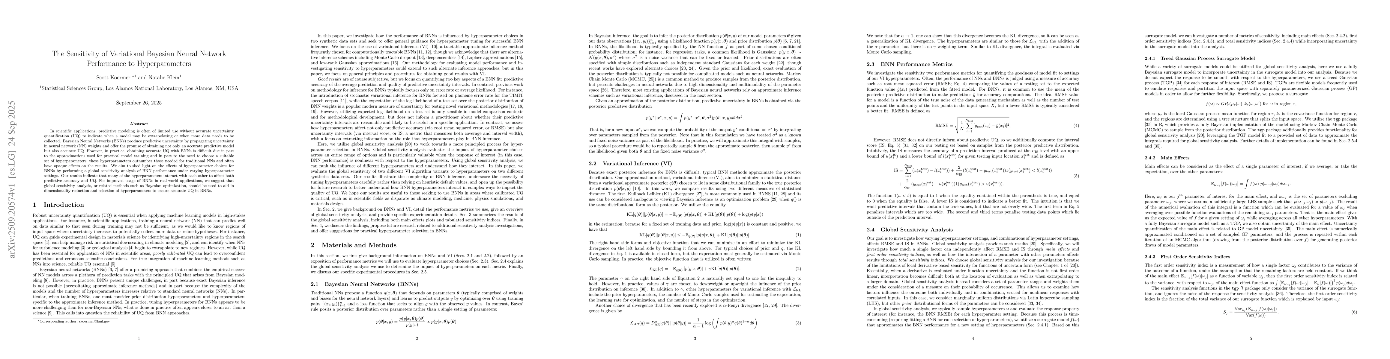 Thumbnail for The Sensitivity of Variational Bayesian Neural Network Performance to
  Hyperparameters