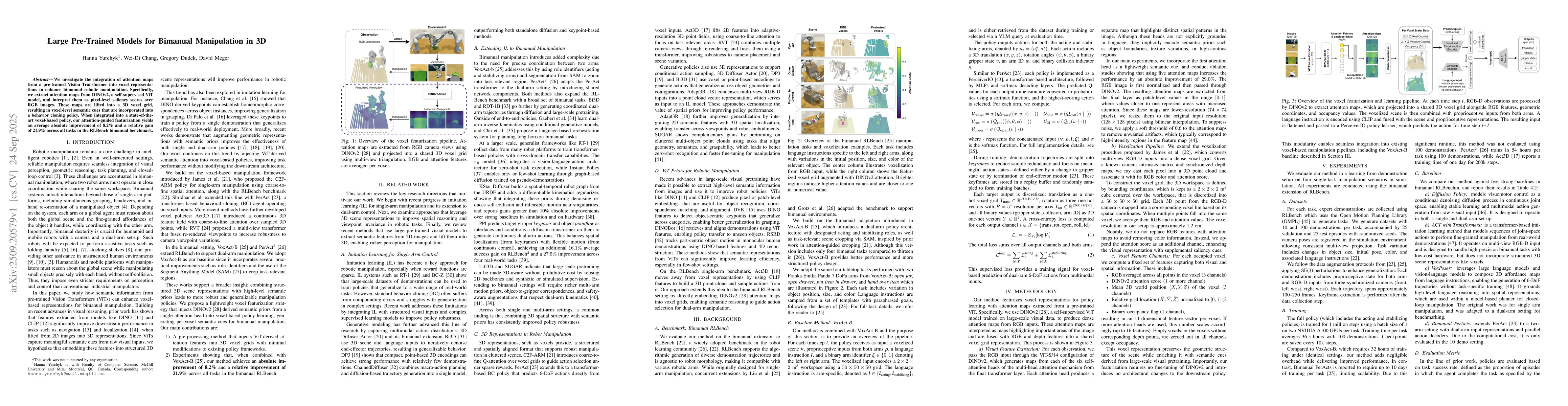 Thumbnail for Large Pre-Trained Models for Bimanual Manipulation in 3D