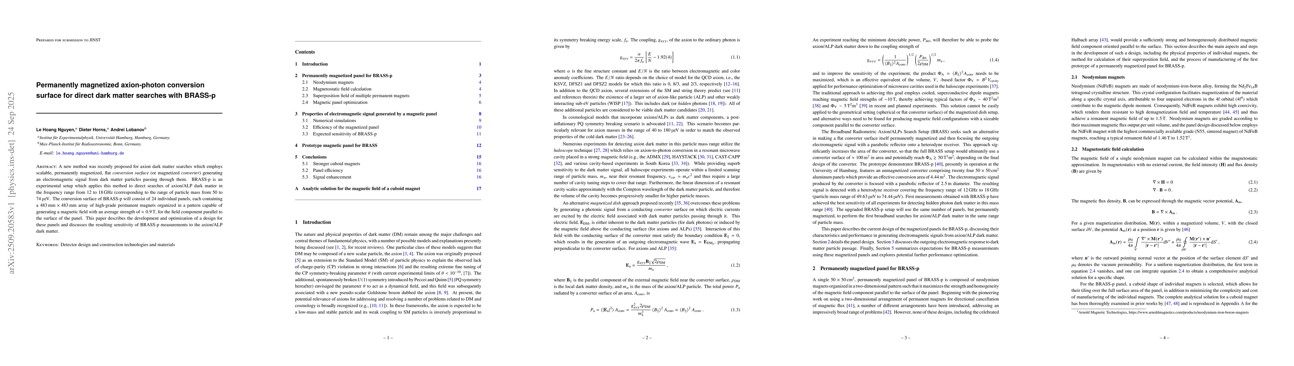 Thumbnail for Permanently magnetized axion-photon conversion surface for direct dark
  matter searches with BRASS-p