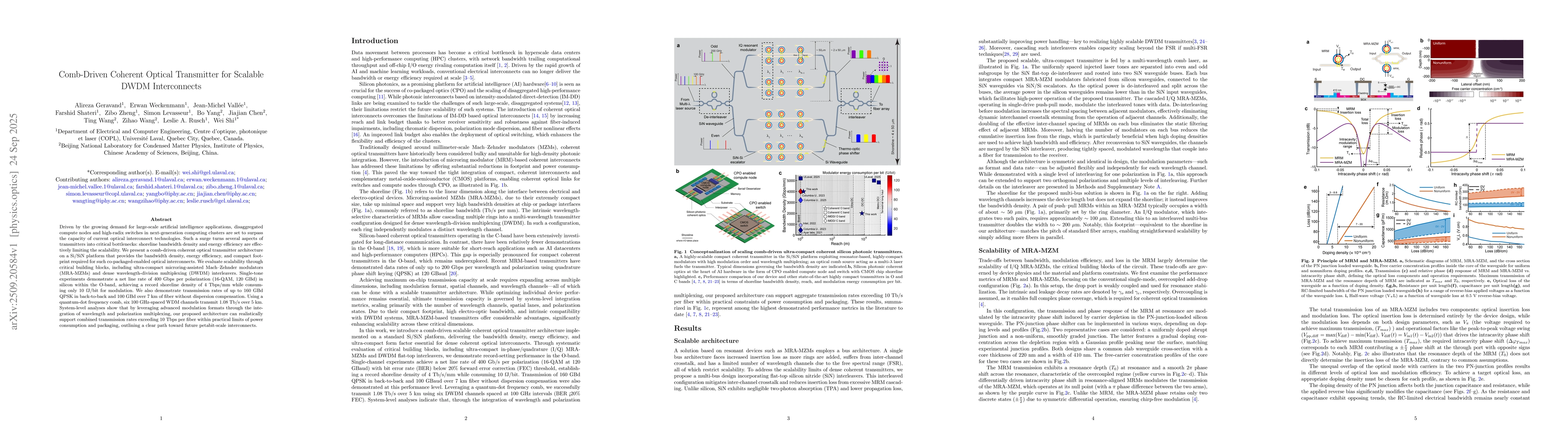 Thumbnail for Comb-Driven Coherent Optical Transmitter for Scalable DWDM Interconnects