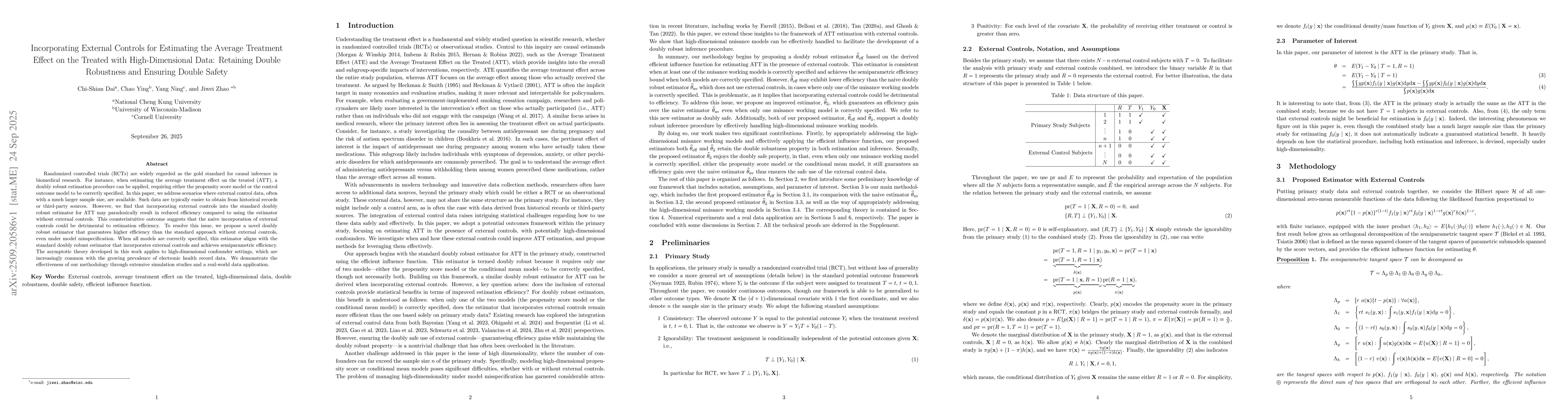 Thumbnail for Incorporating External Controls for Estimating the Average Treatment
  Effect on the Treated with High-Dimensional Data: Retaining Double Robustness
  and Ensuring Double Safety