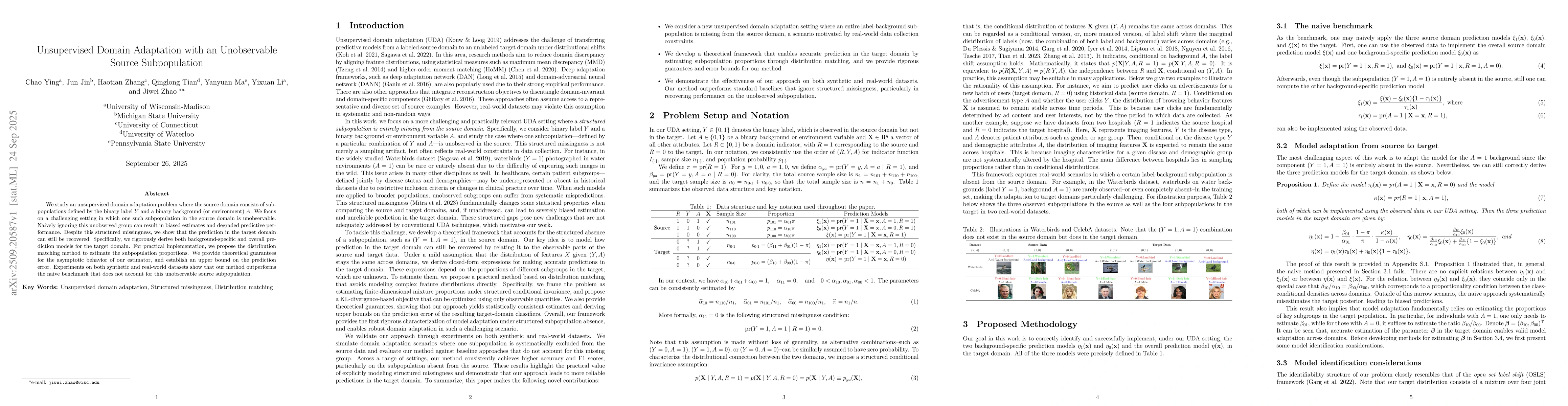 Thumbnail for Unsupervised Domain Adaptation with an Unobservable Source Subpopulation