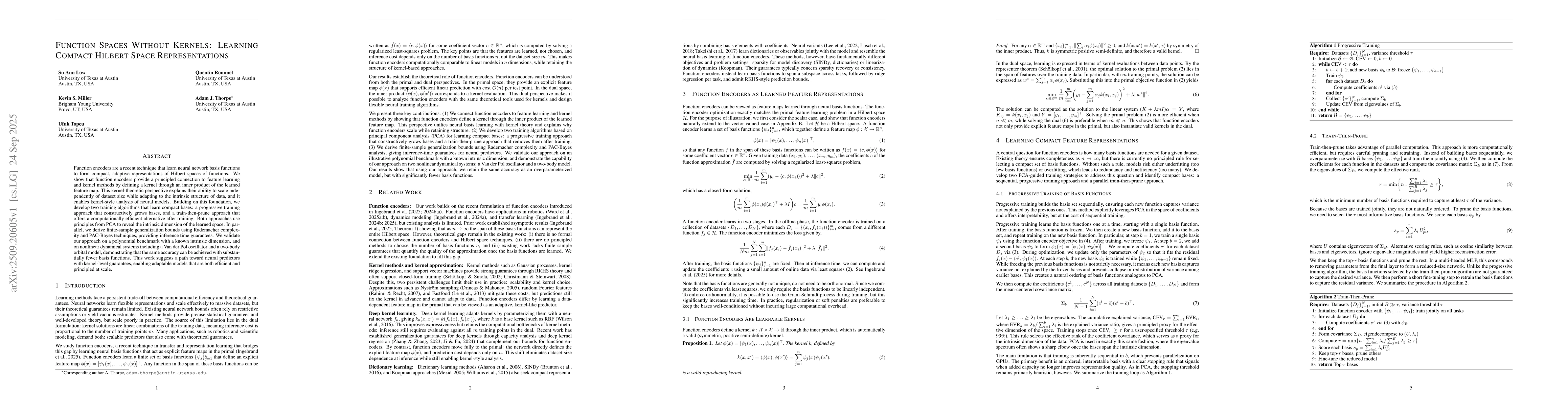 Thumbnail for Function Spaces Without Kernels: Learning Compact Hilbert Space
  Representations