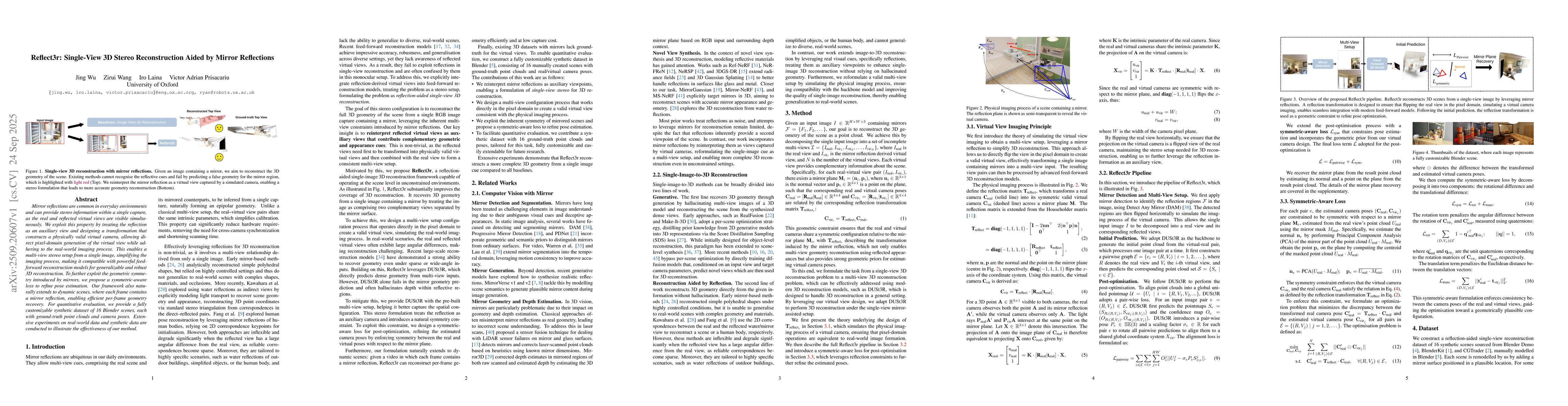 Thumbnail for Reflect3r: Single-View 3D Stereo Reconstruction Aided by Mirror
  Reflections