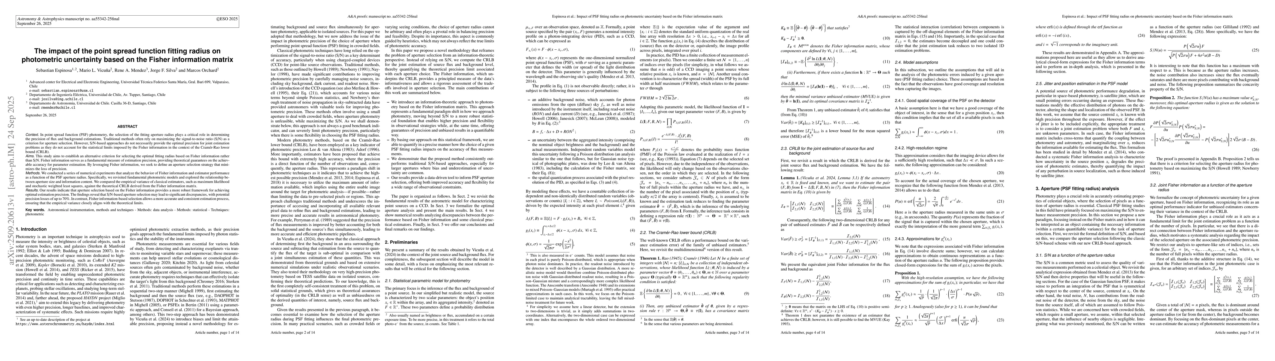 Thumbnail for The impact of the point spread function fitting radius on photometric
  uncertainty based on the Fisher information matrix