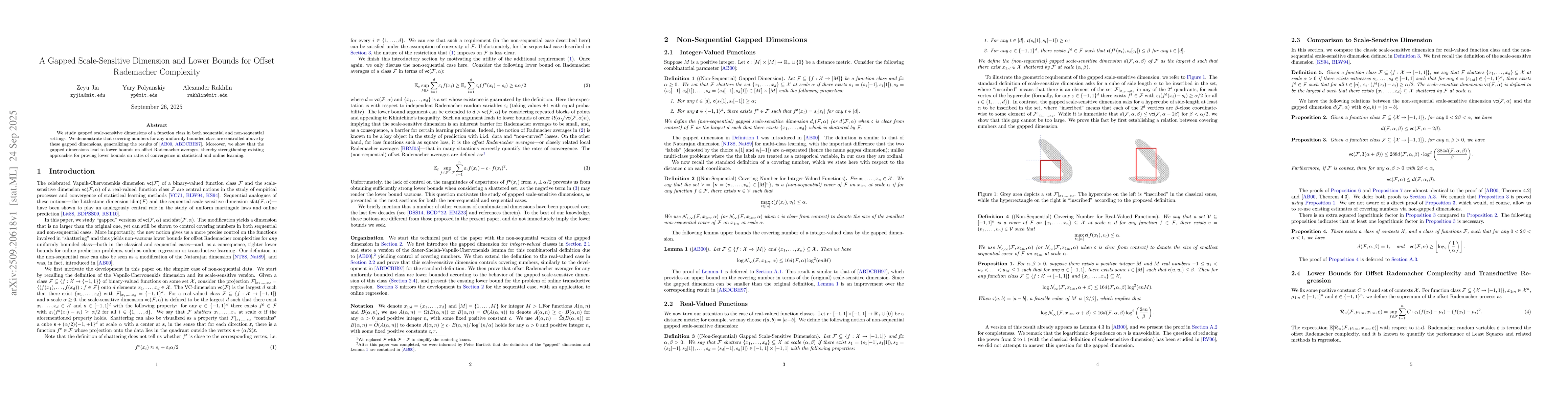 Thumbnail for A Gapped Scale-Sensitive Dimension and Lower Bounds for Offset
  Rademacher Complexity