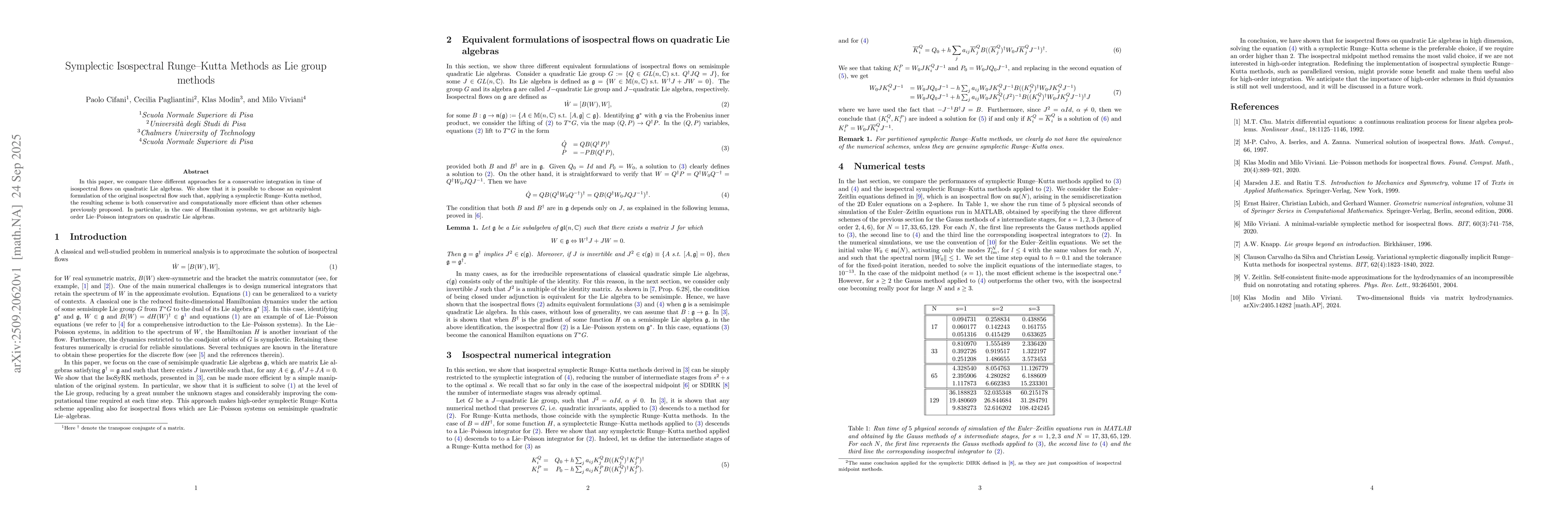 Thumbnail for Symplectic Isospectral Runge--Kutta Methods as Lie group methods