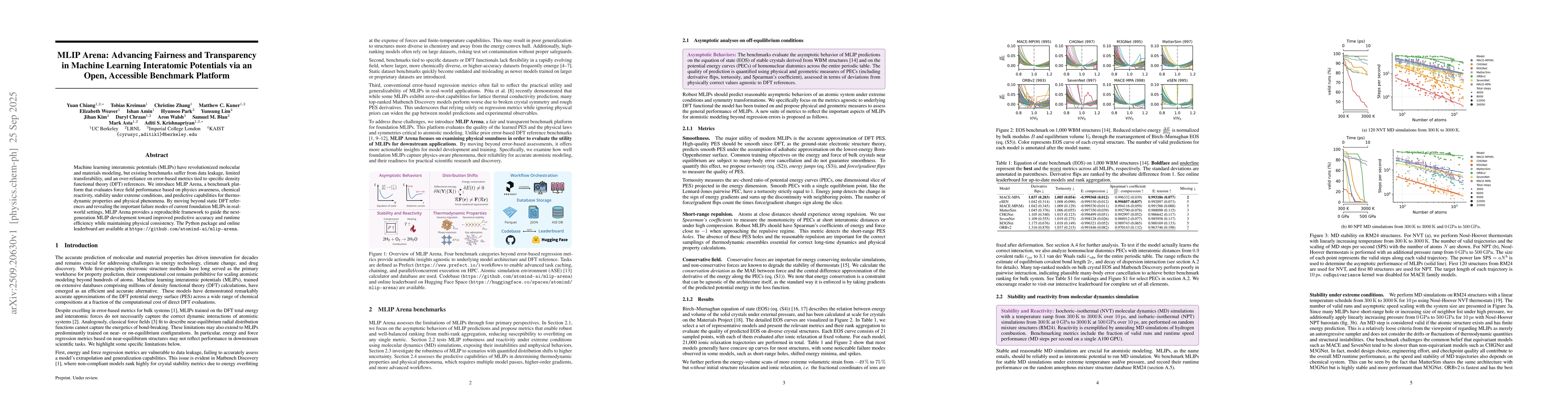 Thumbnail for MLIP Arena: Advancing Fairness and Transparency in Machine Learning
  Interatomic Potentials via an Open, Accessible Benchmark Platform