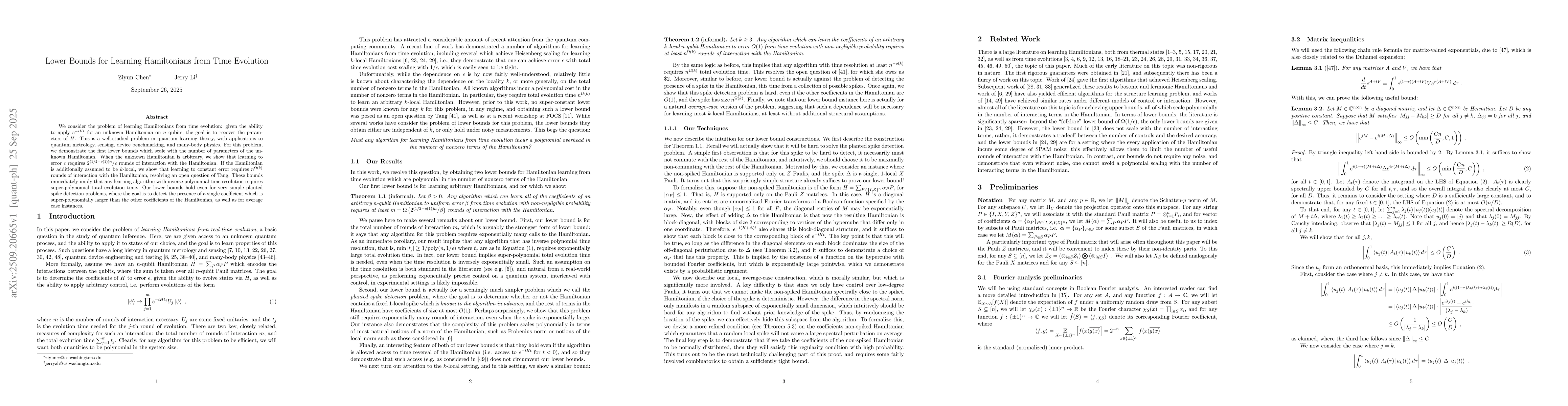 Thumbnail for Lower Bounds for Learning Hamiltonians from Time Evolution