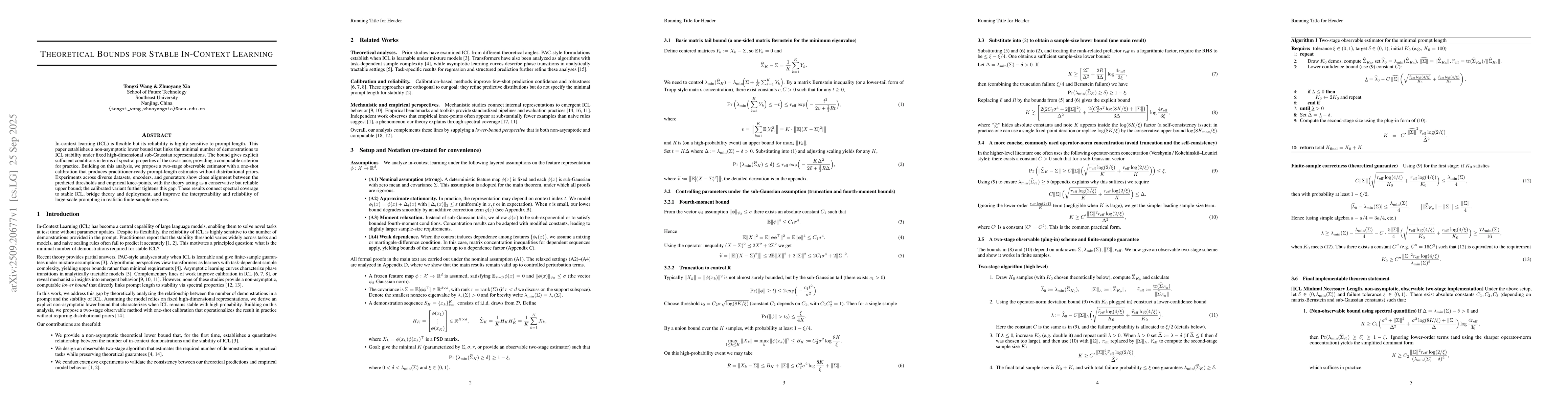 Thumbnail for Theoretical Bounds for Stable In-Context Learning