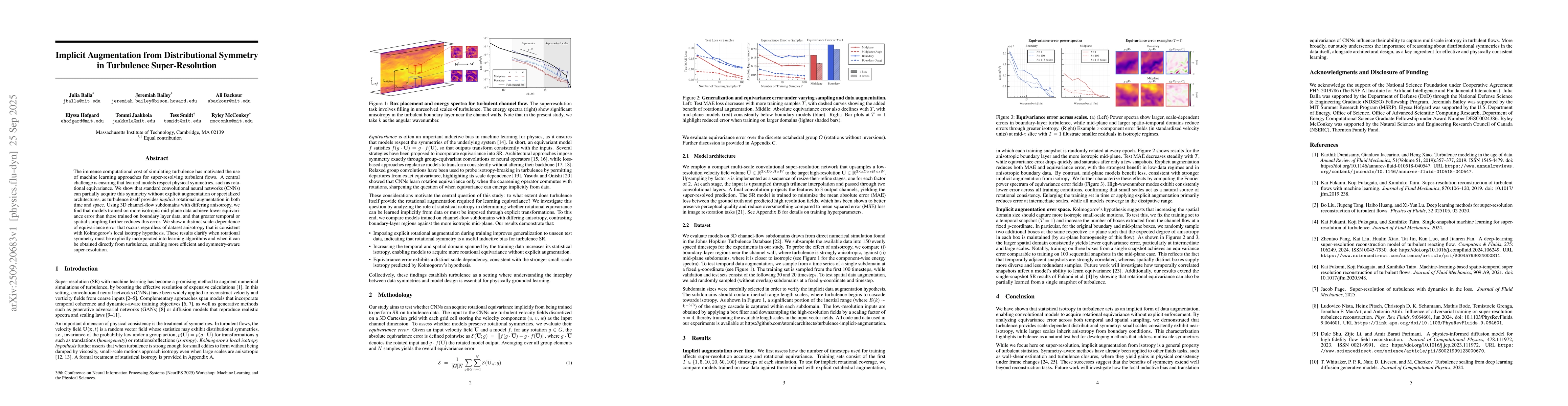 Thumbnail for Implicit Augmentation from Distributional Symmetry in Turbulence
  Super-Resolution