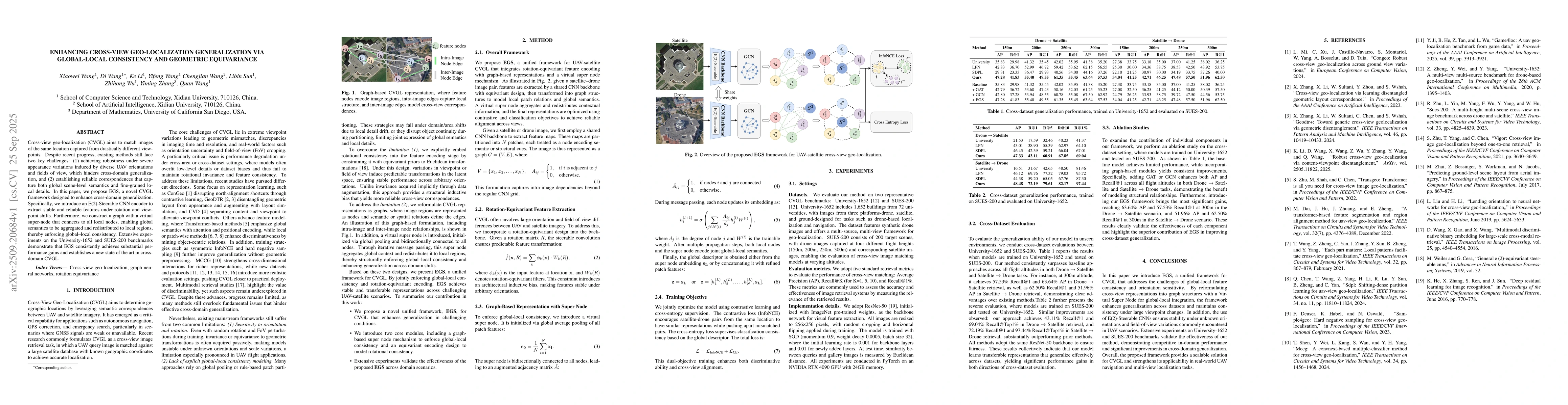 Thumbnail for Enhancing Cross-View Geo-Localization Generalization via Global-Local
  Consistency and Geometric Equivariance