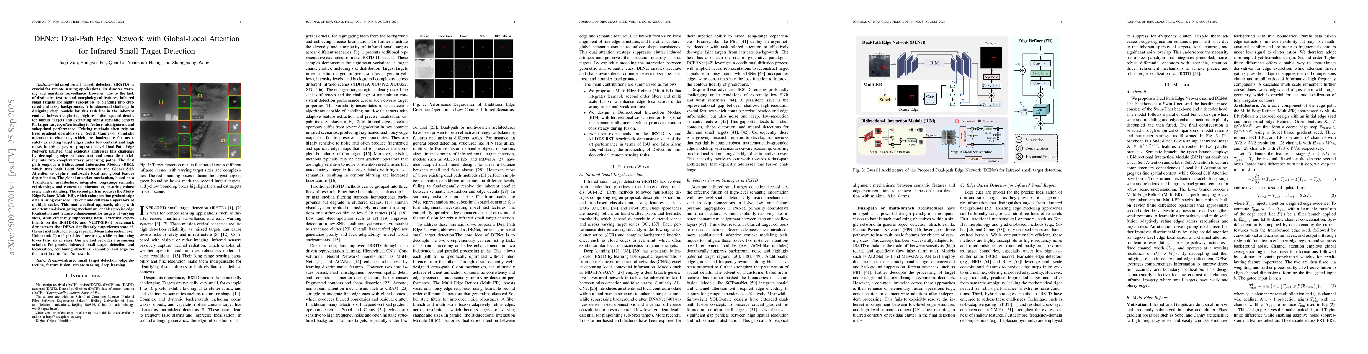 Thumbnail for DENet: Dual-Path Edge Network with Global-Local Attention for Infrared
  Small Target Detection
