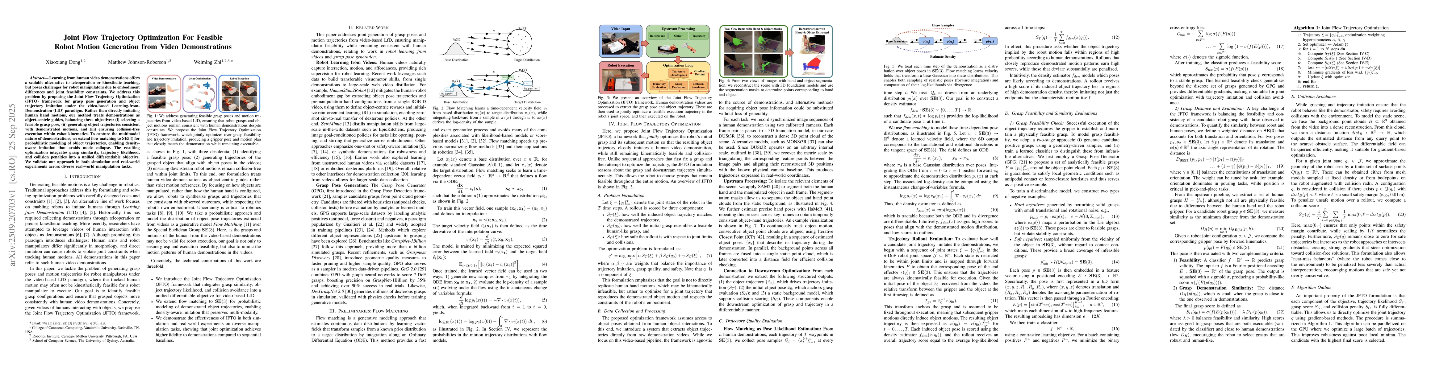 Thumbnail for Joint Flow Trajectory Optimization For Feasible Robot Motion Generation
  from Video Demonstrations