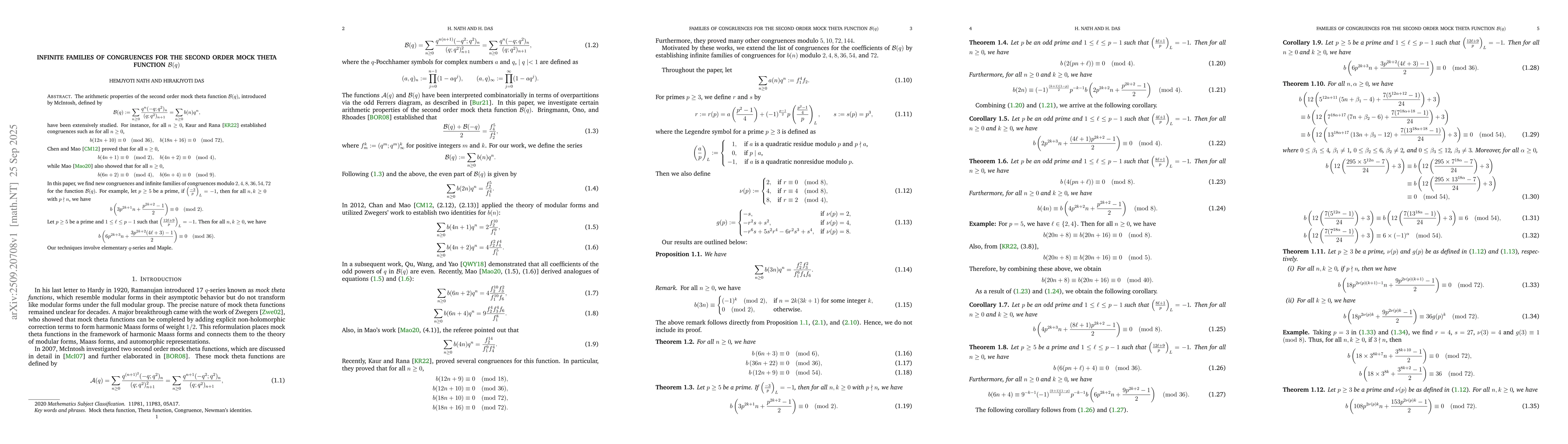 Thumbnail for Infinite families of congruences for the second order mock theta
  function $\mathcal{B}(q)$