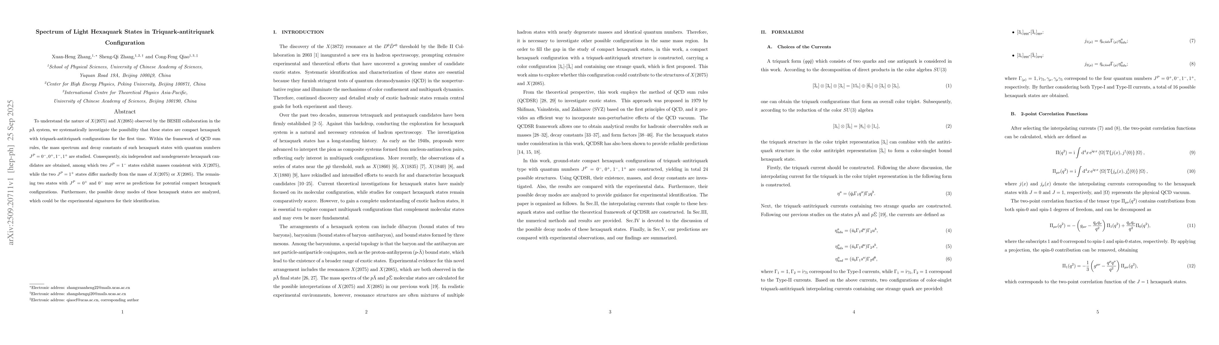 Thumbnail for Spectrum of Light Hexaquark States in Triquark-antitriquark
  Configuration