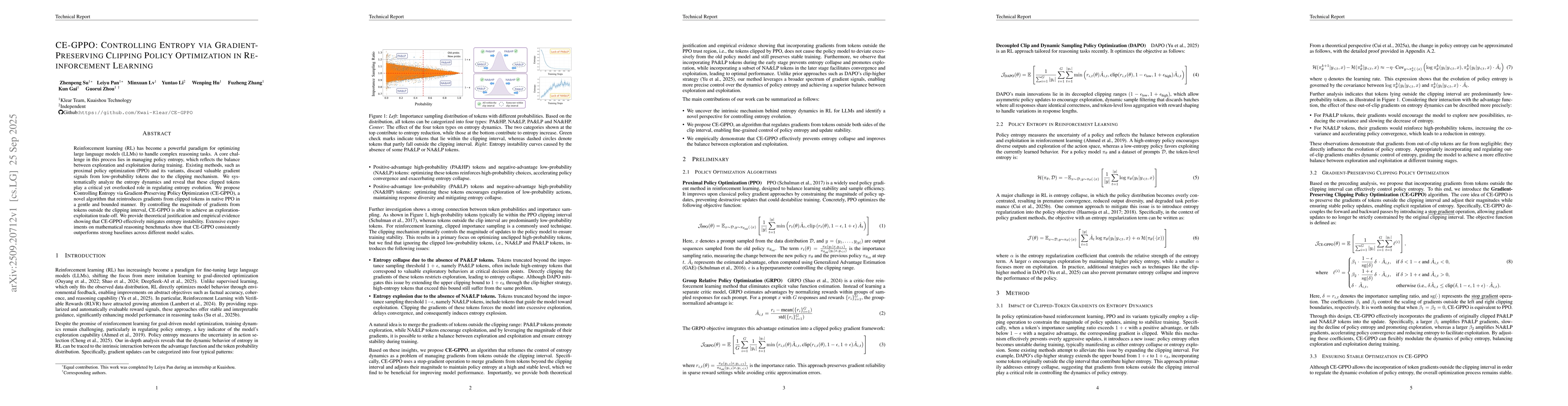 Thumbnail for CE-GPPO: Controlling Entropy via Gradient-Preserving Clipping Policy
  Optimization in Reinforcement Learning