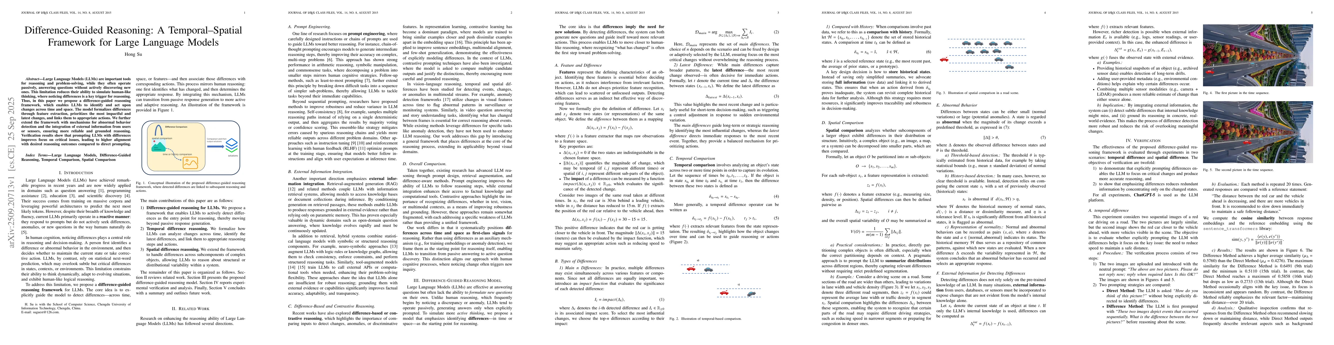 Thumbnail for Difference-Guided Reasoning: A Temporal-Spatial Framework for Large
  Language Models