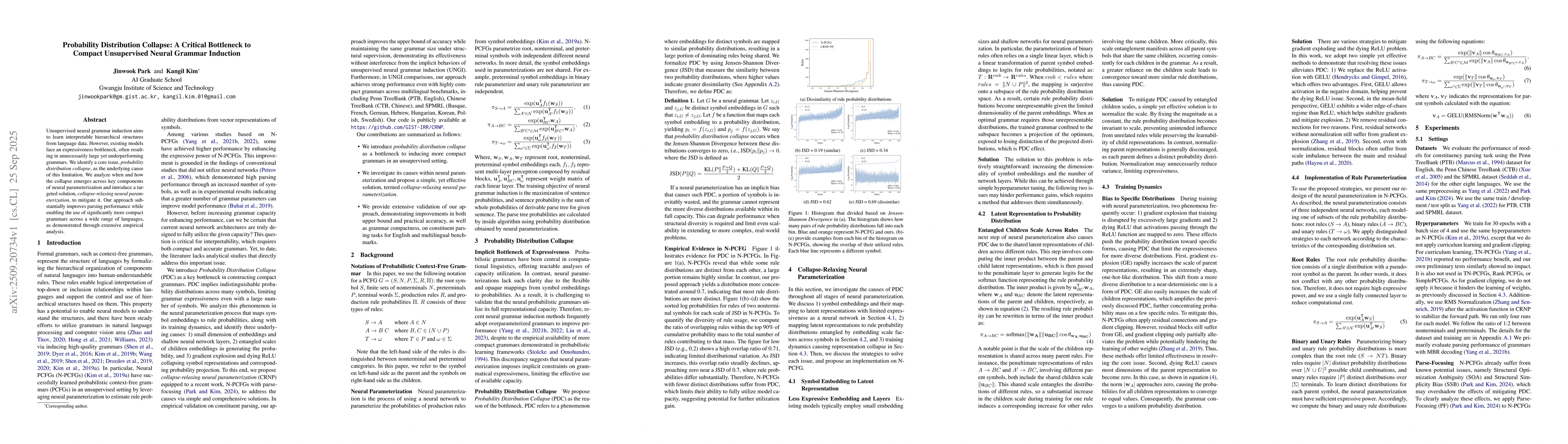 Thumbnail for Probability Distribution Collapse: A Critical Bottleneck to Compact
  Unsupervised Neural Grammar Induction