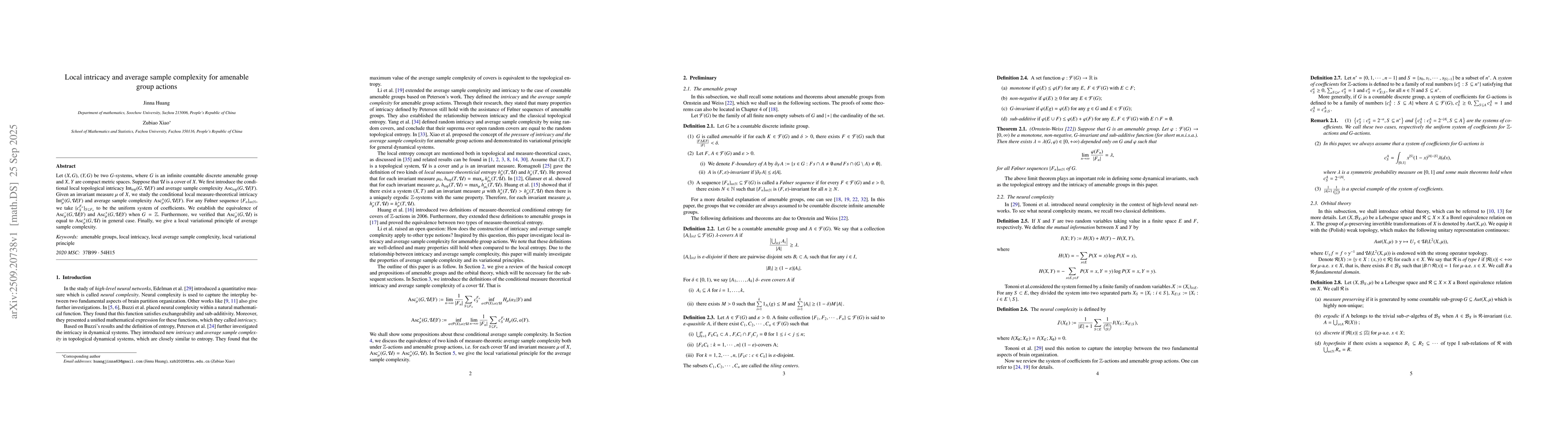 Thumbnail for Local intricacy and average sample complexity for amenable group actions