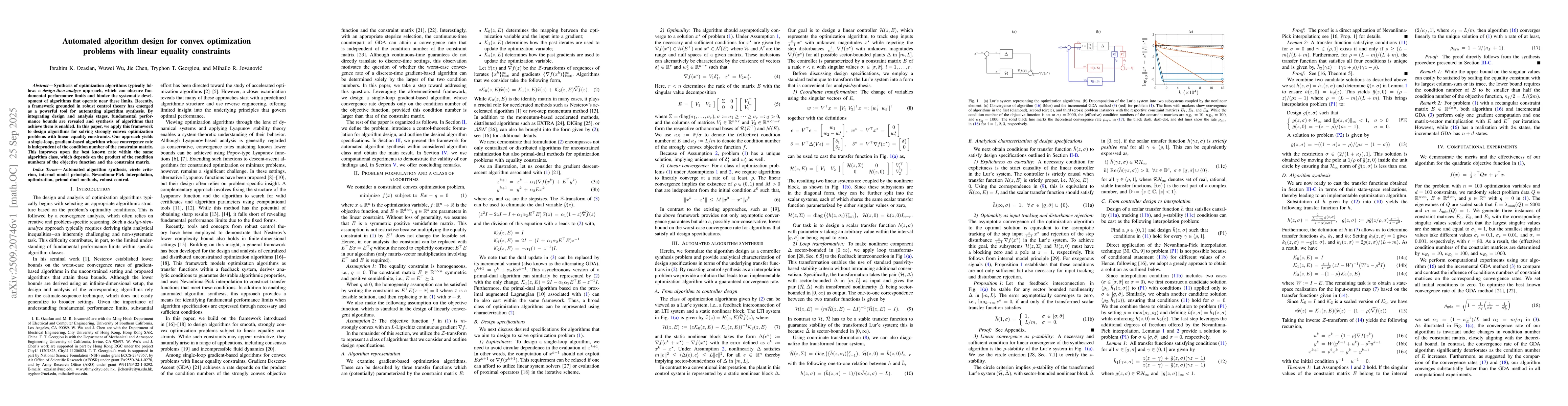 Thumbnail for Automated algorithm design for convex optimization problems with linear
  equality constraints