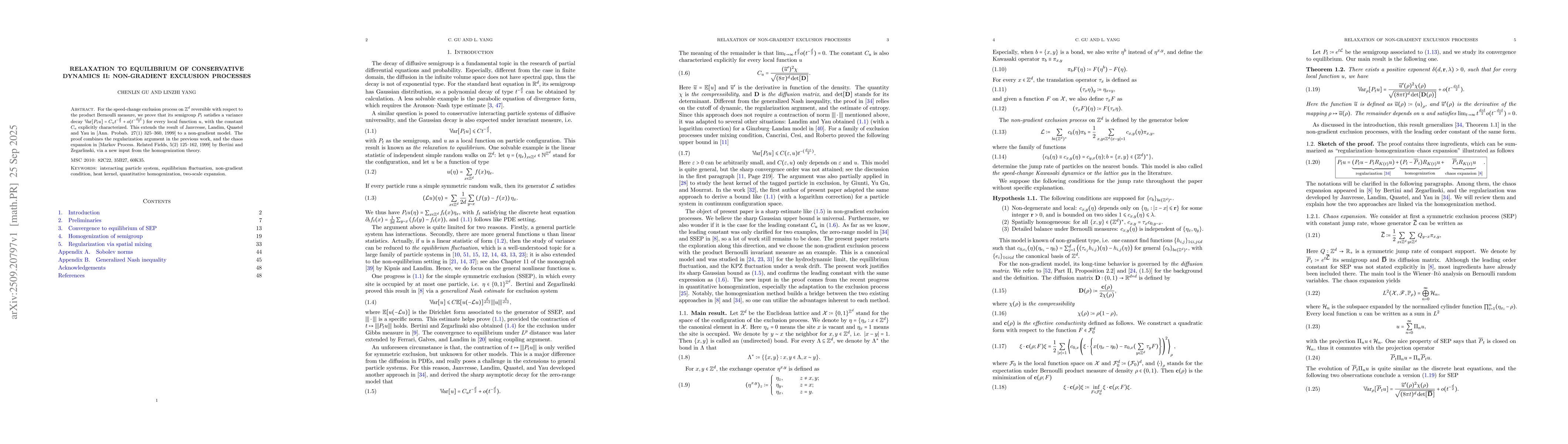 Thumbnail for Relaxation to equilibrium of conservative dynamics II: non-gradient
  exclusion processes