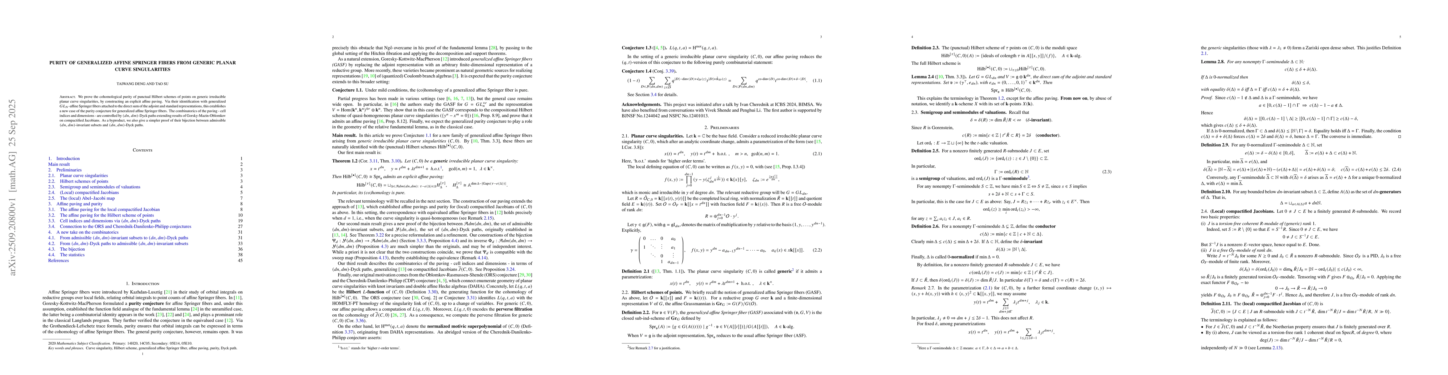 Thumbnail for Purity of generalized affine Springer fibers from generic planar curve
  singularities