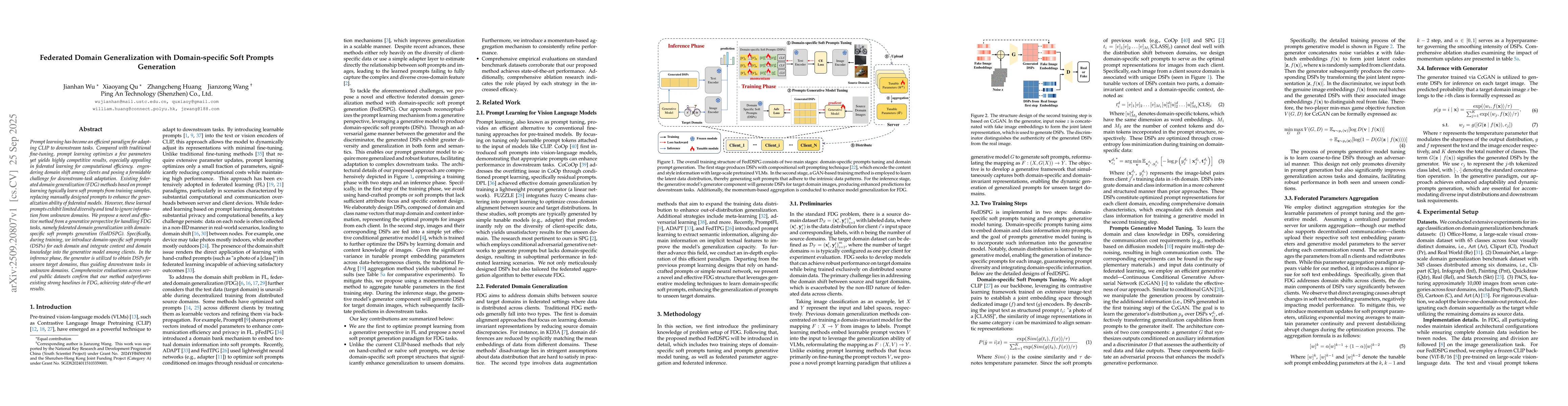 Thumbnail for Federated Domain Generalization with Domain-specific Soft Prompts
  Generation