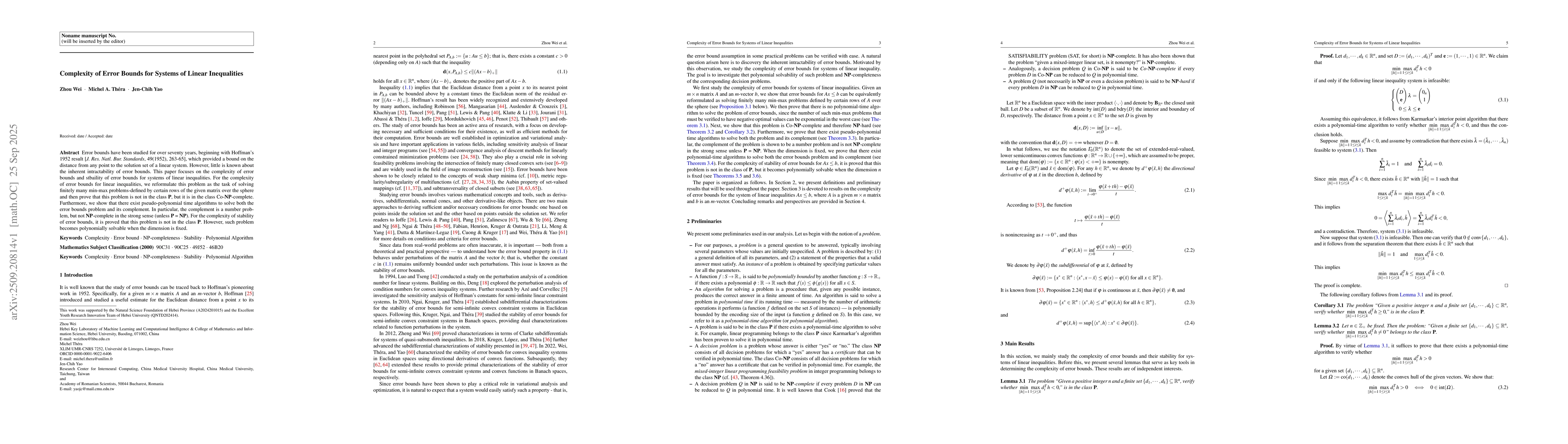 Thumbnail for Complexity of Error Bounds for Systems of Linear Inequalities