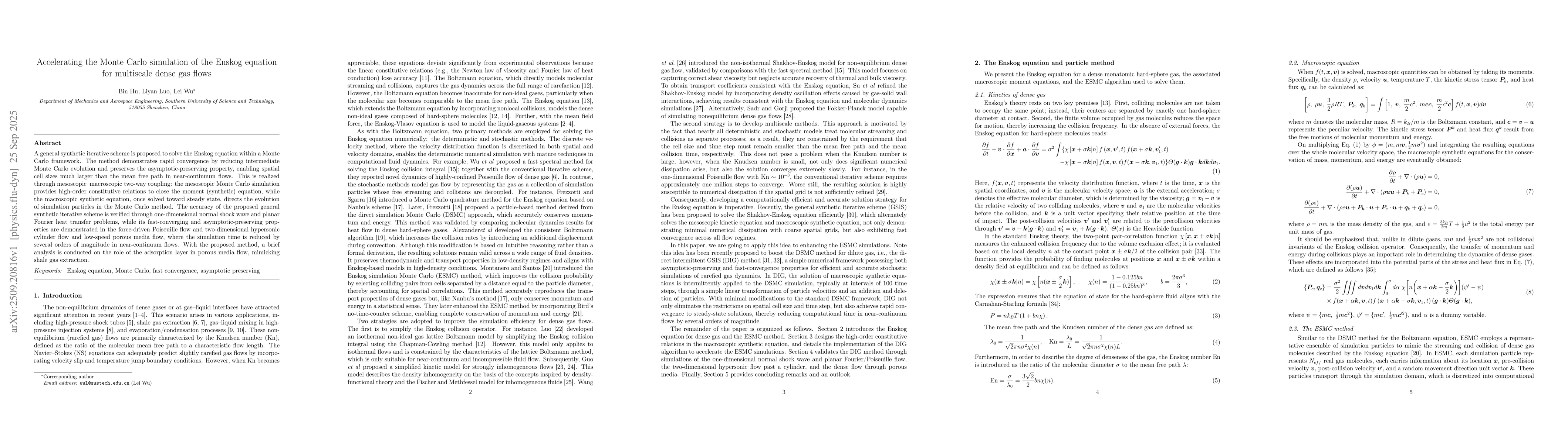 Thumbnail for Accelerating the Monte Carlo simulation of the Enskog equation for
  multiscale dense gas flows