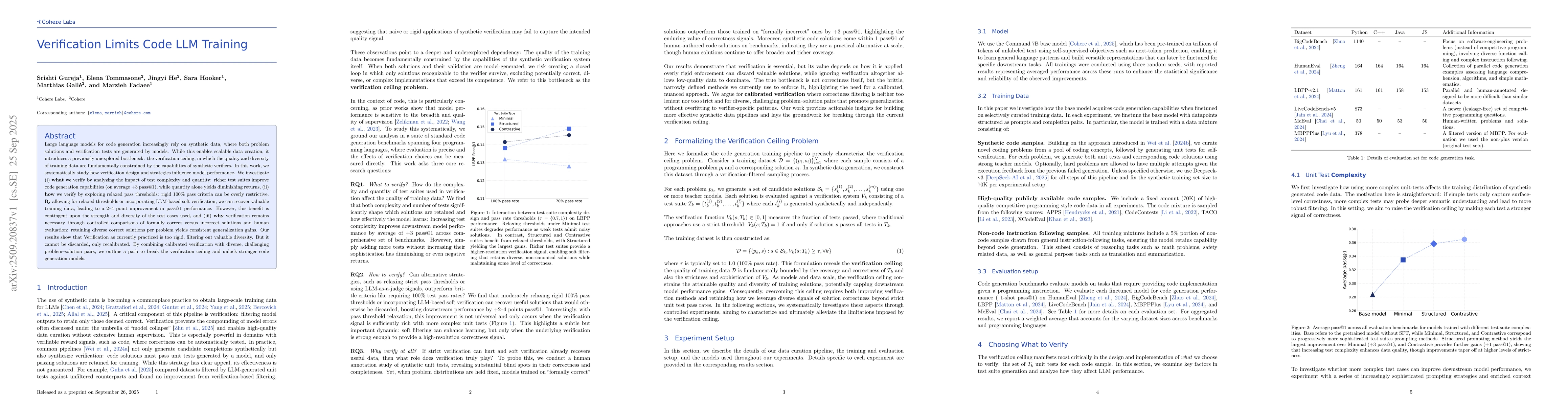 Thumbnail for Verification Limits Code LLM Training