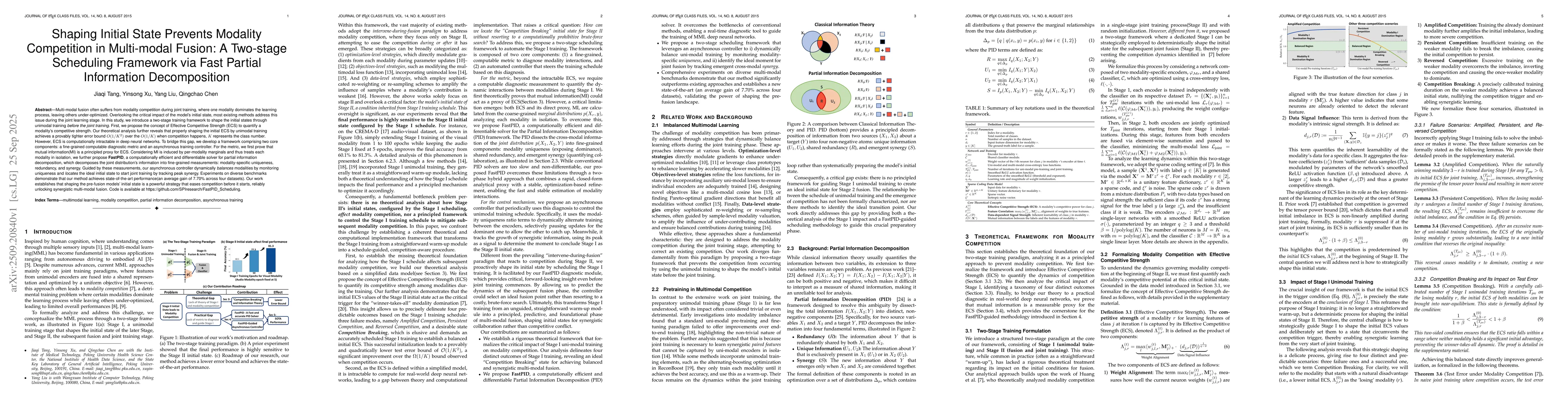 Thumbnail for Shaping Initial State Prevents Modality Competition in Multi-modal
  Fusion: A Two-stage Scheduling Framework via Fast Partial Information
  Decomposition