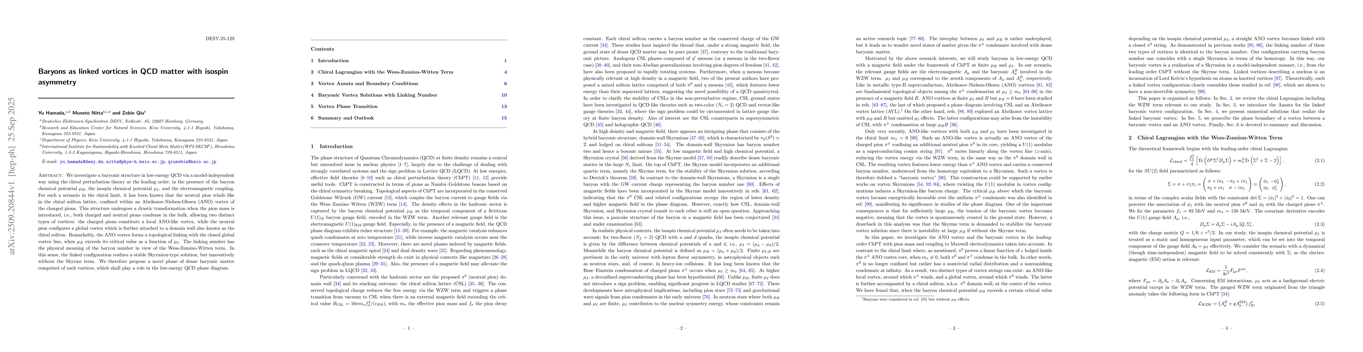 Thumbnail for Baryons as linked vortices in QCD matter with isospin asymmetry