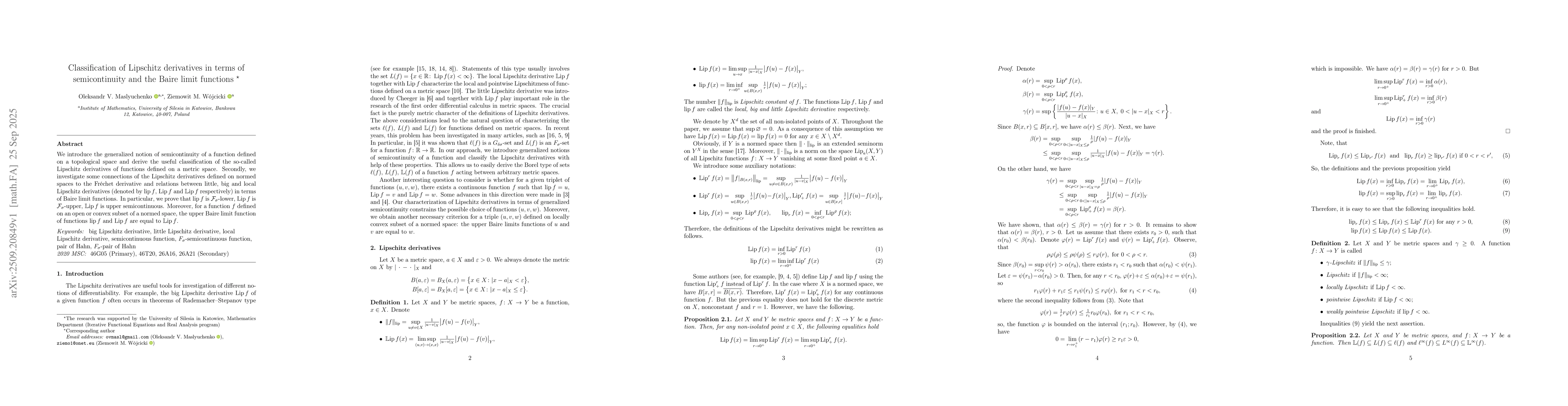 Thumbnail for Classification of Lipschitz derivatives in terms of semicontinuity and
  the Baire limit functions