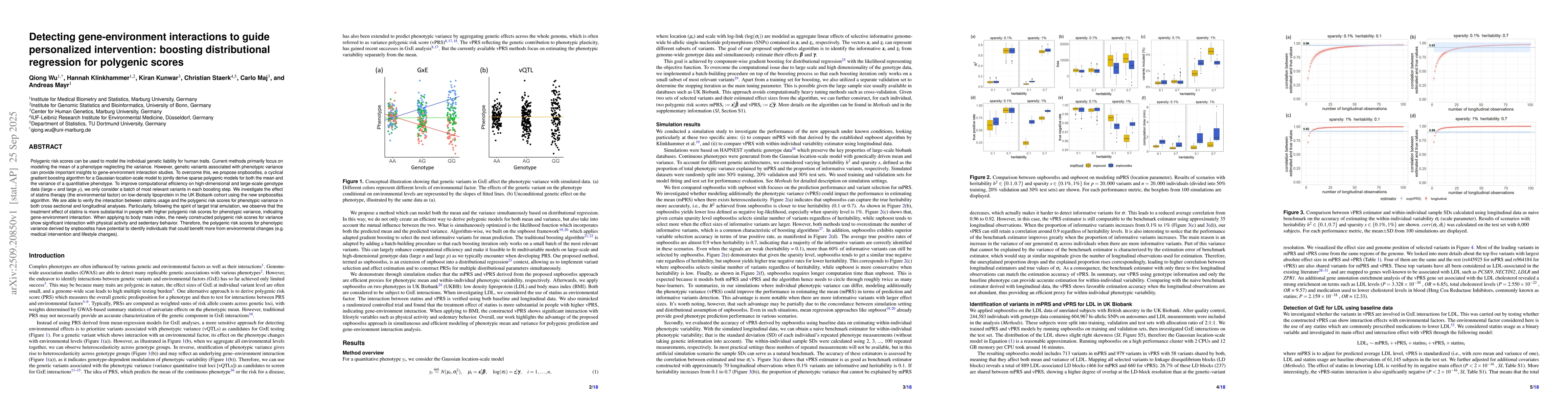 Thumbnail for Detecting gene-environment interactions to guide personalized
  intervention: boosting distributional regression for polygenic scores