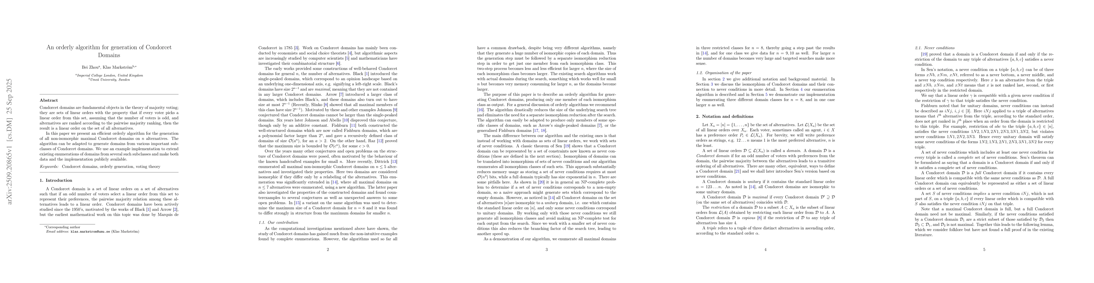 Thumbnail for An orderly algorithm for generation of Condorcet Domains