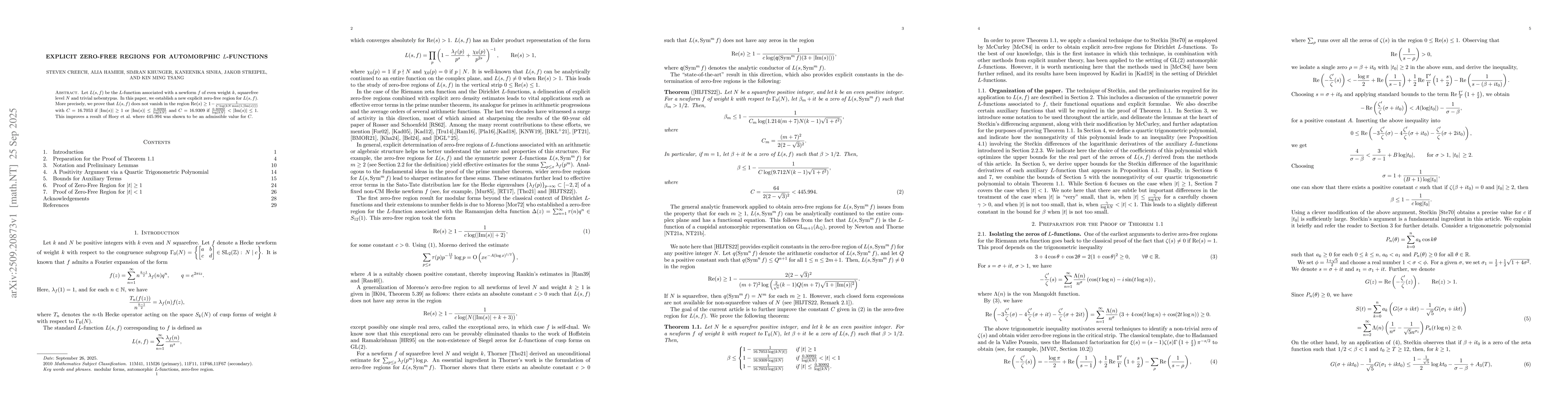 Thumbnail for Explicit zero-free regions for automorphic $L$-functions