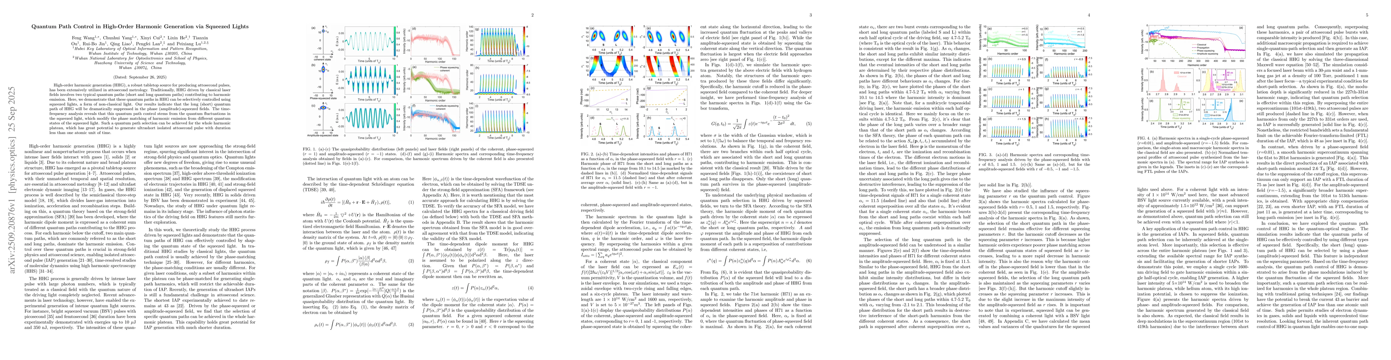Thumbnail for Quantum Path Control in High-Order Harmonic Generation via Squeezed
  Lights