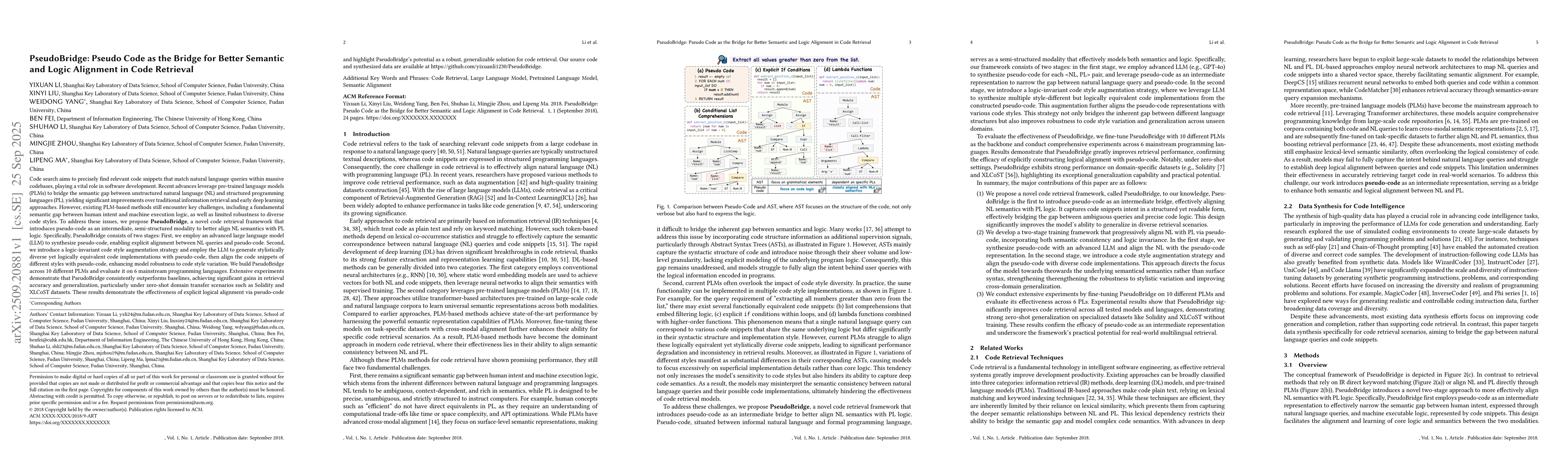 Thumbnail for PseudoBridge: Pseudo Code as the Bridge for Better Semantic and Logic
  Alignment in Code Retrieval