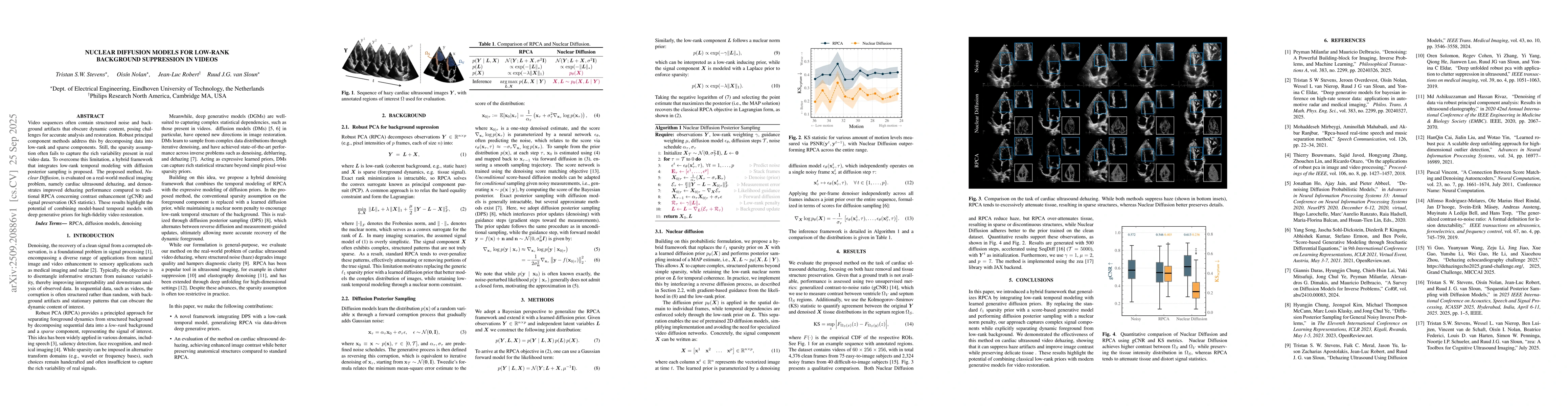 Thumbnail for Nuclear Diffusion Models for Low-Rank Background Suppression in Videos