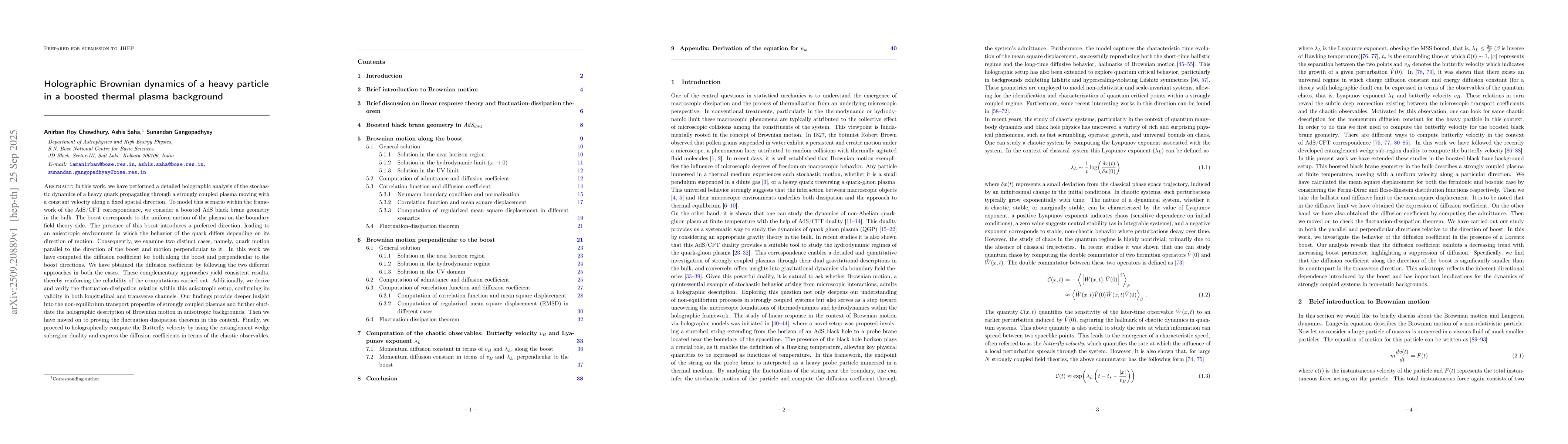 Thumbnail for Holographic Brownian dynamics of a heavy particle in a boosted thermal
  plasma background