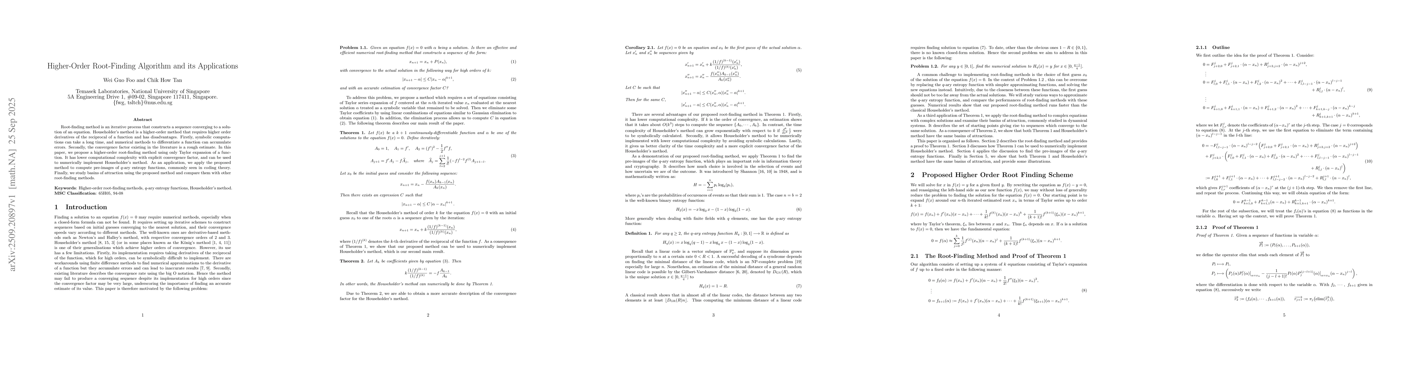 Thumbnail for Higher-Order Root-Finding Algorithm and its Applications