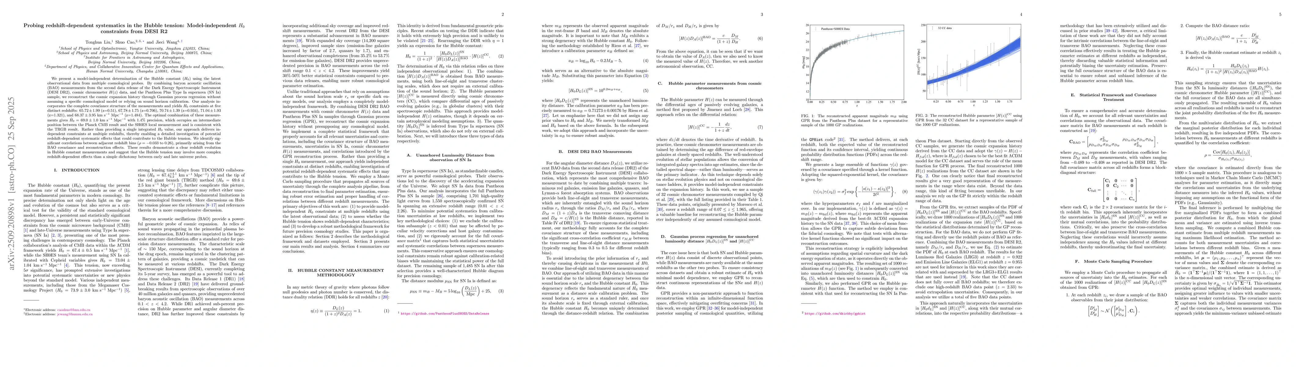 Thumbnail for Probing redshift-dependent systematics in the Hubble tension:
  Model-independent $H_0$ constraints from DESI R2
