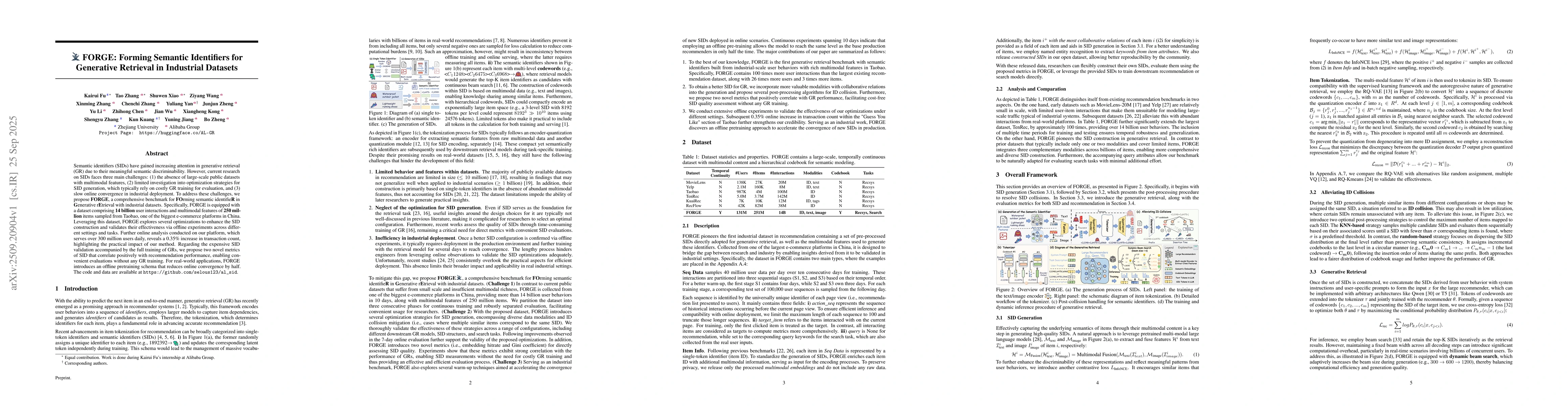 Thumbnail for FORGE: Forming Semantic Identifiers for Generative Retrieval in
  Industrial Datasets