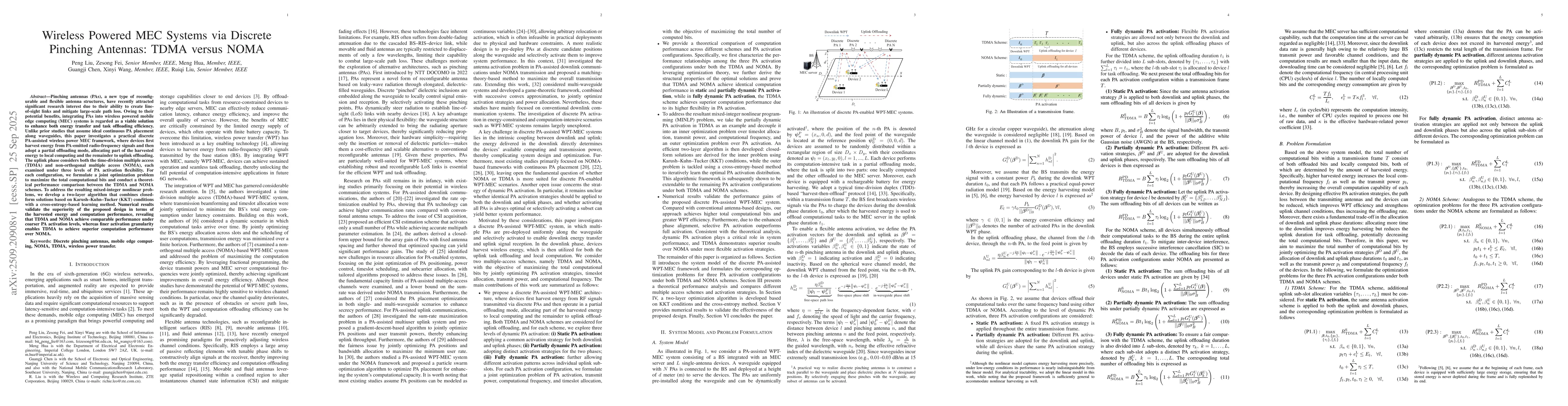 Thumbnail for Wireless Powered MEC Systems via Discrete Pinching Antennas: TDMA versus
  NOMA