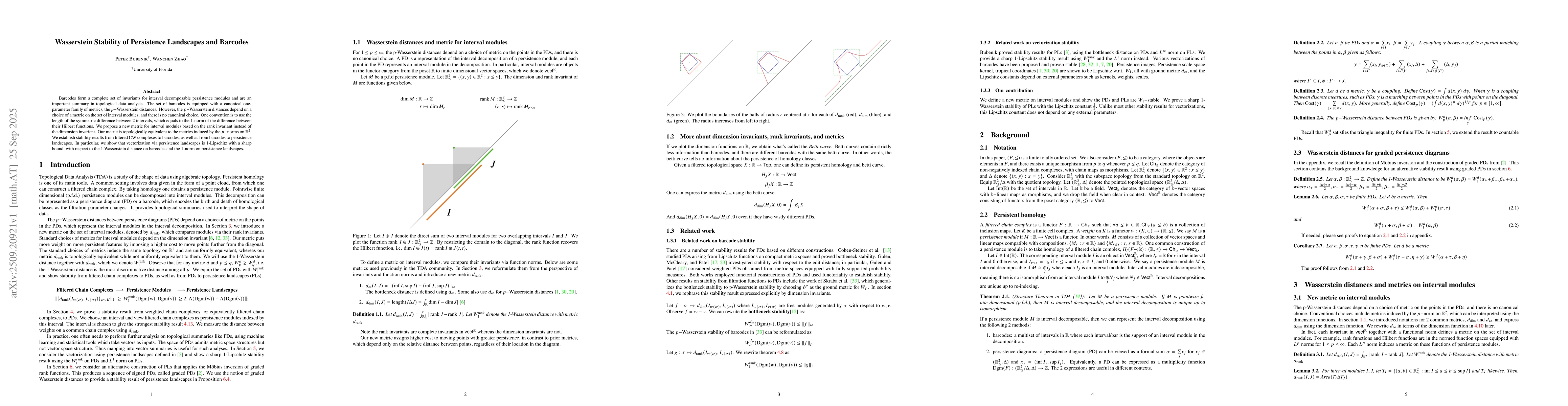 Thumbnail for Wasserstein Stability of Persistence Landscapes and Barcodes